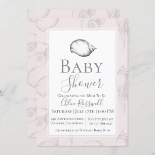 Invitation au Baby shower de coquillages doux