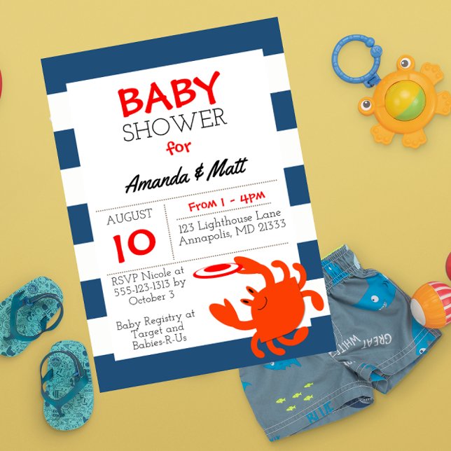 Invitation au Baby shower de crabe nautique de la  (Créateur téléchargé)