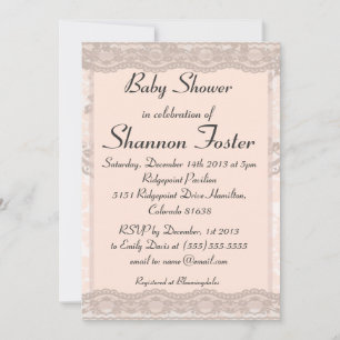 Invitation au Baby shower de dentelle rose Vintage