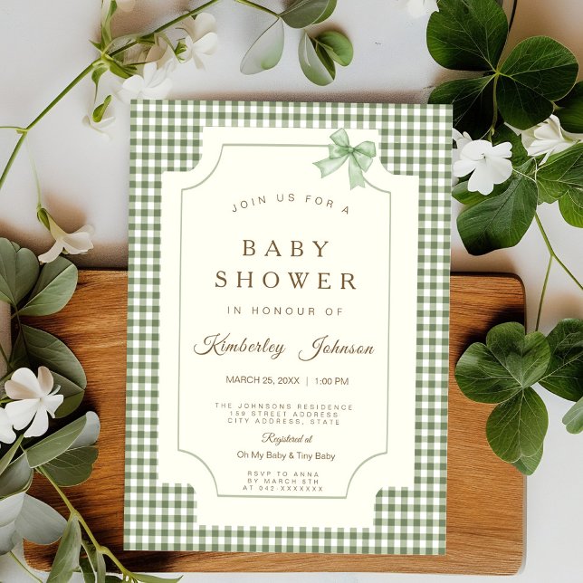 Invitation au Baby shower de En vichy de Sage Gree (Créateur téléchargé)