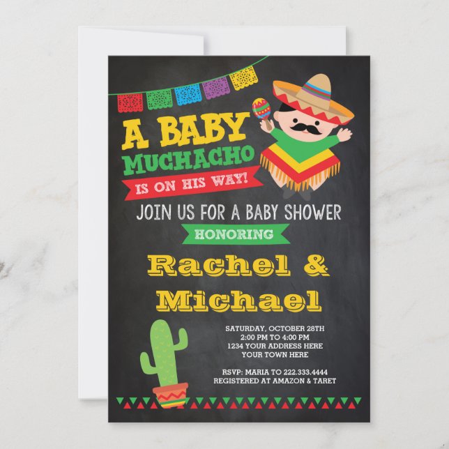 Invitation au Baby shower de Fiesta, bébé Muchacho (Devant)