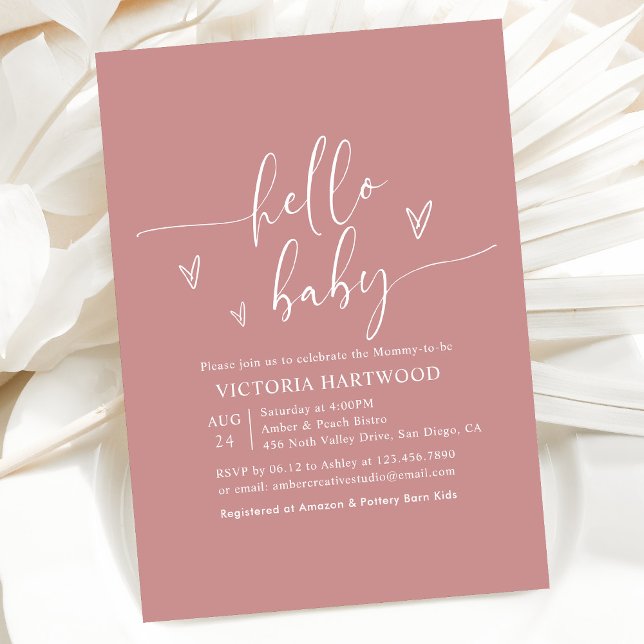 Invitation au Baby shower de fille rose pâle minim (Créateur téléchargé)