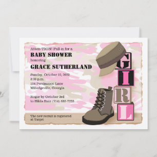 Invitation au Baby shower de filles militaires