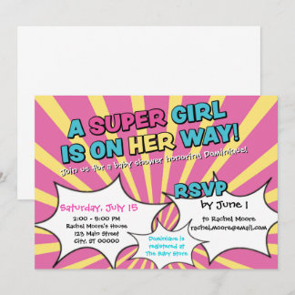Invitation au Baby shower de filles super-héros
