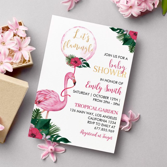 Invitation au Baby shower de Flamant rose tropical (Créateur téléchargé)