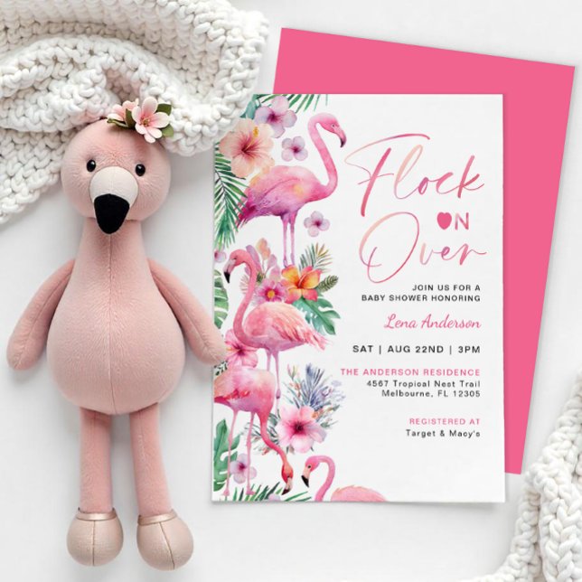 Invitation au Baby shower de Flamant rose tropical (Flamingo Baby Shower Invite)