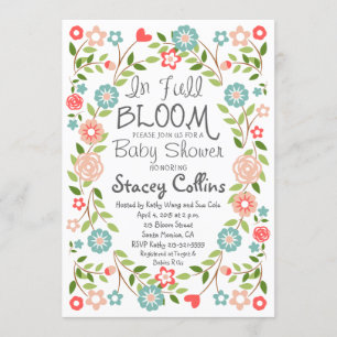 Invitation au Baby shower de fleurs complètes