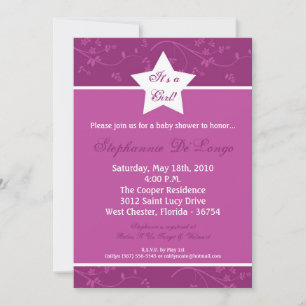 Invitation au Baby shower de fleurs Purple STAR {T
