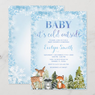 Invitation au Baby shower de flocon d'hiver Woodla