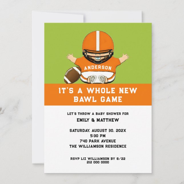 Invitation au Baby shower de football (Devant)