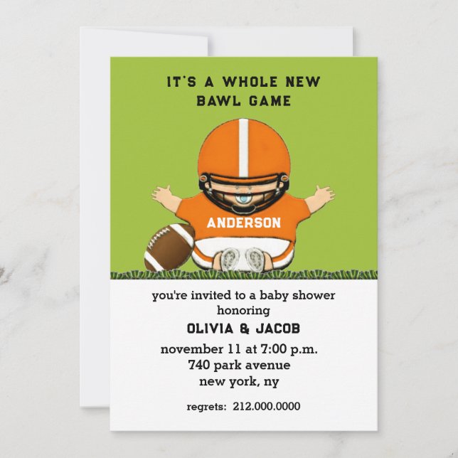 Invitation au Baby shower de football (Devant)