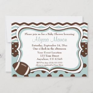 Invitation au Baby shower de football Blue Mod