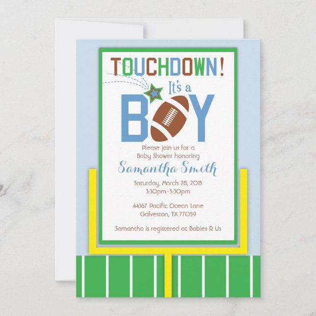 Invitation au Baby shower de football - C'est un g (Devant)