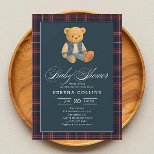 Invitation au Baby shower de football de l'ours de