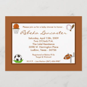 Invitation au Baby shower de football sportif de s