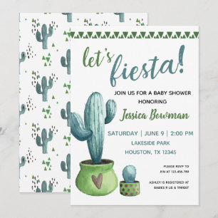 Invitation au Baby shower de garçon Fiesta Cactus