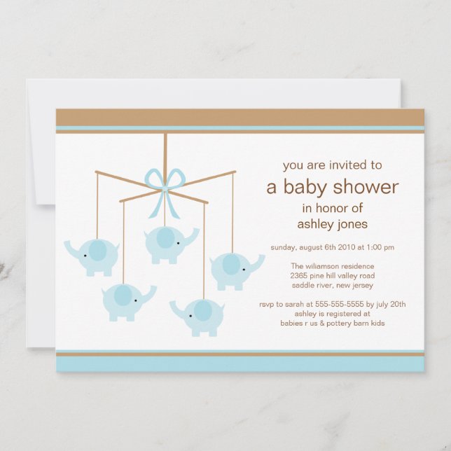 Invitation au Baby shower de Garçon mobile Blue El (Devant)
