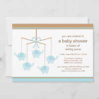 Invitation au Baby shower de Garçon mobile Blue El