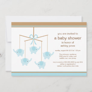Invitation au Baby shower de Garçon mobile Blue El