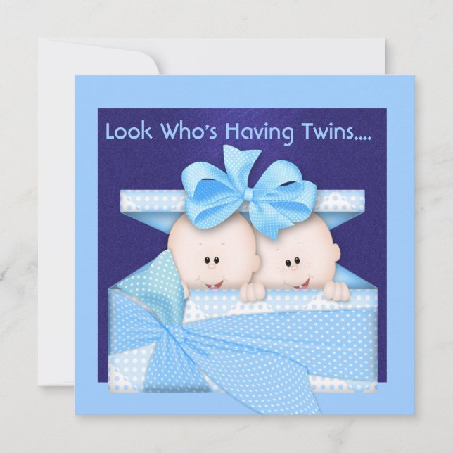 INVITATION AU BABY SHOWER DE GARÇON TWINS (Devant)