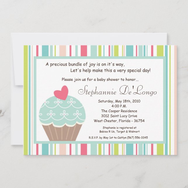 Invitation au Baby shower de gâteau de la Coupe de (Devant)
