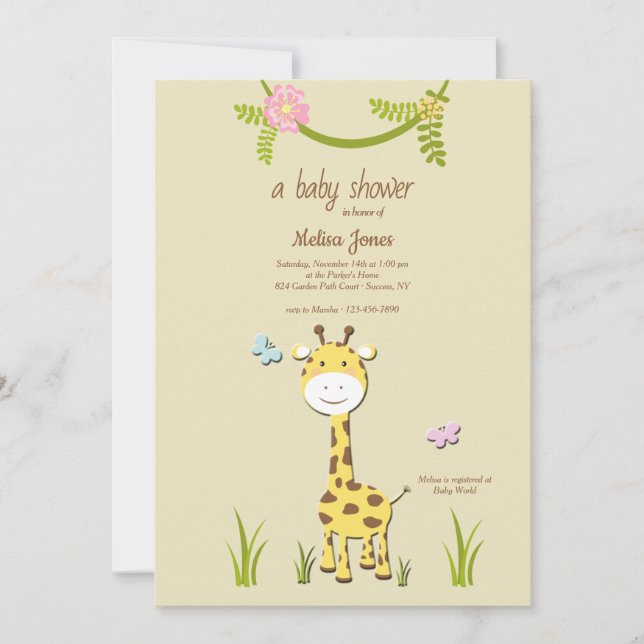 Invitation au Baby shower de Giraffe (Devant)