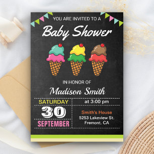Invitation au Baby shower de glace colorée