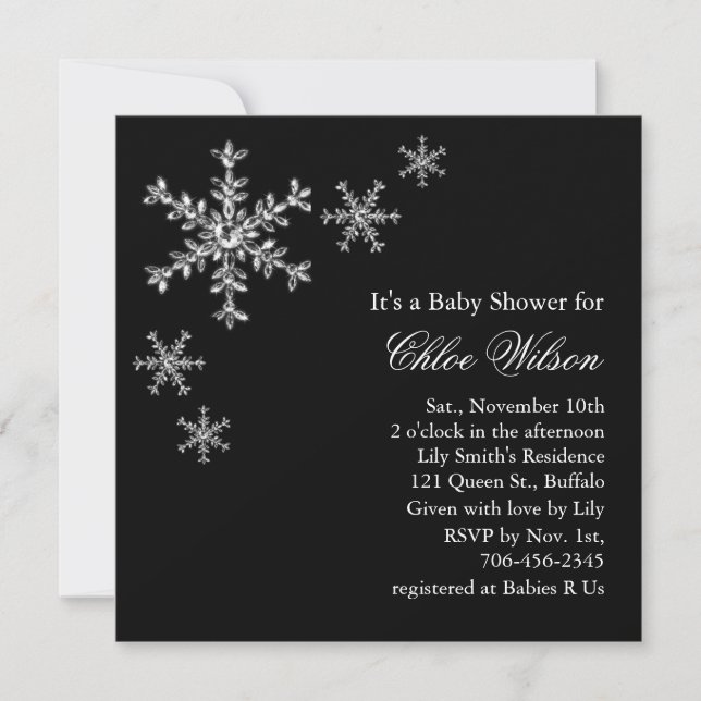 Invitation au Baby shower de glamour d'hiver sur l (Devant)