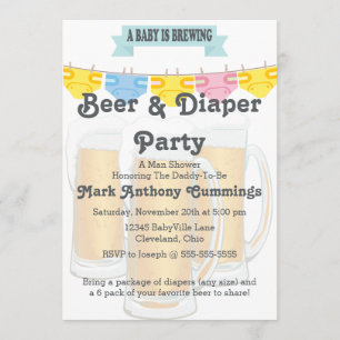Invitation au Baby shower de la bière brassée et d