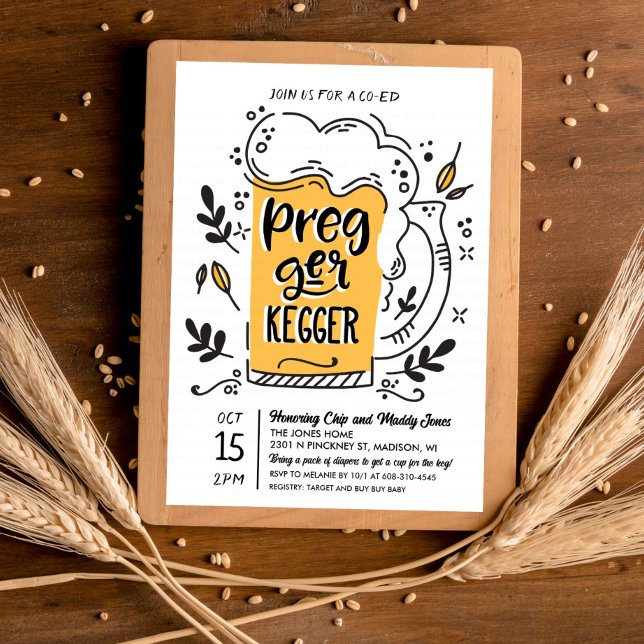 Invitation au Baby shower de la bière Pregger Kegg (Créateur téléchargé)