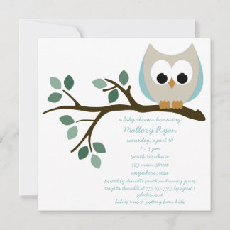 Invitation au Baby shower de la Chouette bleue