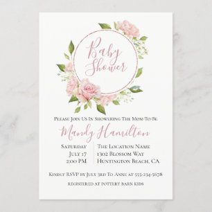 Invitation au Baby shower de la couronne florale