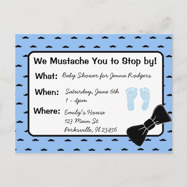 Invitation au Baby shower de la cravate de la Mous (Devant)