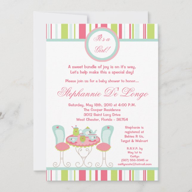 Invitation au Baby shower de la fête du thé branch (Devant)