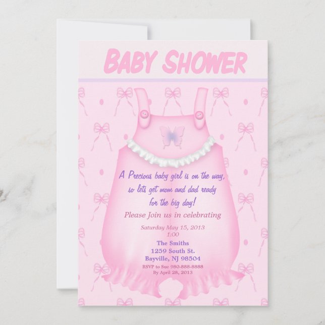 Invitation au Baby shower de la fille-bébé (Devant)