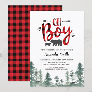 Invitation au Baby shower de la forêt de Boy Lumbe