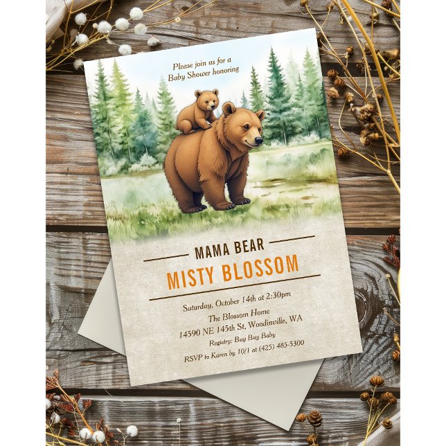 Invitation au Baby shower de la forêt d'ours de Ma (Créateur téléchargé)