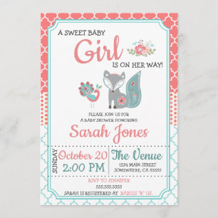 Invitation au Baby shower de la Fox de bébés - Fil