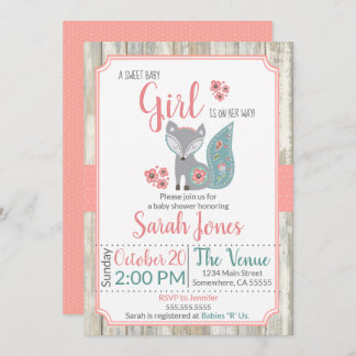 Invitation au Baby shower de la Fox de bébés - Fil