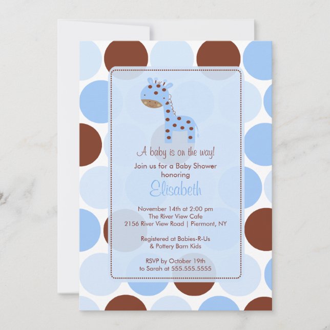 Invitation au Baby shower de la Girafe bleue (Devant)