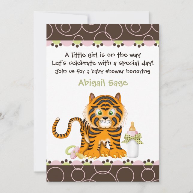 Invitation au Baby shower de la Jungle de Tiger po (Devant)