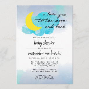 Invitation au Baby shower de la lune et du dos