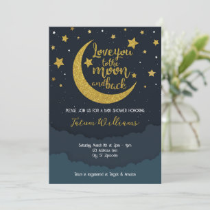 Invitation au Baby shower de la Lune et du dos
