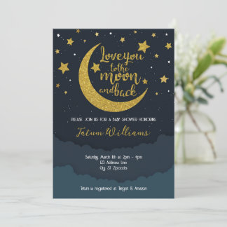 Invitation au Baby shower de la Lune et du dos