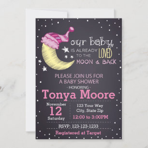 Invitation au Baby shower de la Lune et du dos (fi