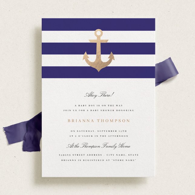 Invitation au Baby shower de la marine nautique (Créateur téléchargé)