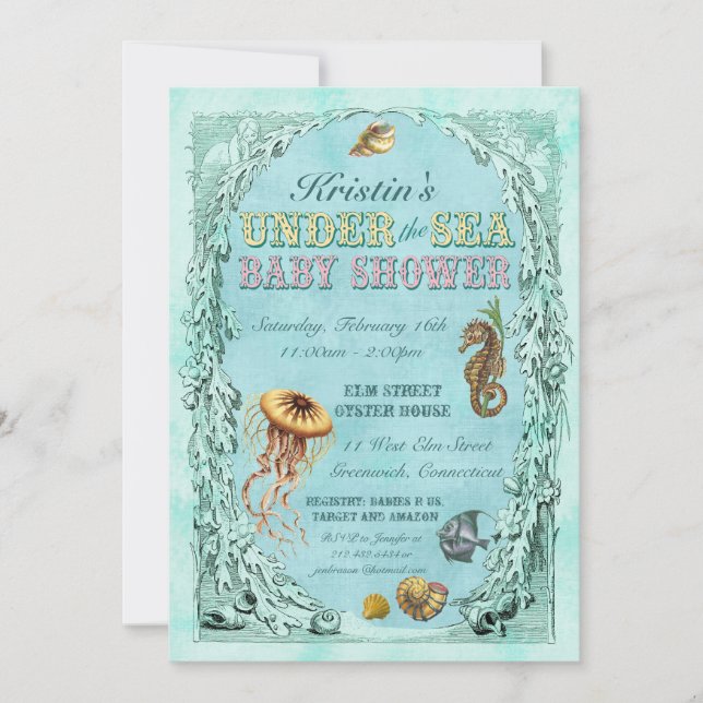 Invitation au Baby shower de la mer (Devant)