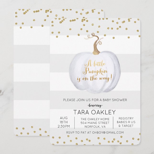 Invitation au Baby shower de la petite Parties sci (Devant / Derrière)