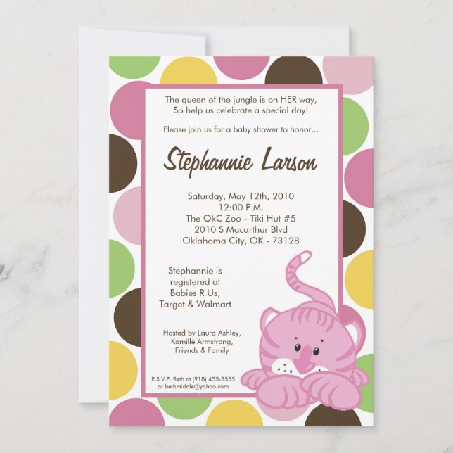 Invitation au Baby shower de la reine de la jungle (Devant)
