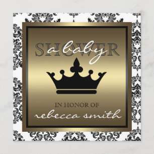 Invitation au Baby shower de la Reine - Noir et Or